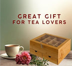 Naturustic Large Bamboo Tea Bag Box Organizer Storage Box, Tea Bag Holder with 2 Drawers & 12 compartments with acrylic Window, Caja de te, Caddy para te, Jewelry storage - Image 6
