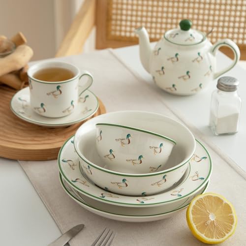 London Pottery Porcelain Coffee Cup with Saucer 220ml/7.4oz, British Teacup Set for Latte, Cappuccino, Espresso, Tea Party Wedding Birthday Housewarming Gift (Duck，Cup and Saucer, 220ml) - Image 7
