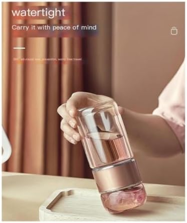 3-in-1 Smart Tea Infuser Bottle with Filter, Double Wall Glass, 280ml, Heat Resistant, Leak-Proof(420ml) - Image 5