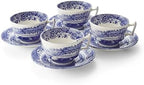 Spode Blue Italian Teacup and Saucer, Set of 4 by Spode