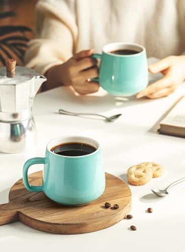 Teocera Ceramic Coffee Mug Set of 4-12 oz Coffee Mugs with Large Handles for Hot or Cold Drinks Like Latte, Cocoa, Tea or Juice - Smooth Ceramic, Dishwasher Safe, Turquoise - Image 6