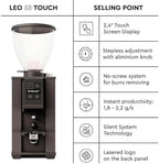 MACAP LEO 55 Touch Burr Coffee Grinder, White – 55mm Flat Burrs, Compact & Quiet, Stepless Micrometric Adjustment, Precision Grinding, Home Espresso Machine Compatible, Touch Screen - Image 3