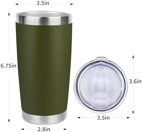 20oz Stainless Steel Tumbler Bulk with Lid, Travel Mug - Double Wall Vacuum Powder Coated Cup - Army Green, 12 Pack - Image 4