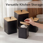 PERFNIQUE Kitchen Canisters, Airtight Canister Sets for Kitchen Counter, Kitchen Canisters for Countertop Set of 4, Coffee Tea Sugar Flour Spice Tin Jars Food Storage Container with Lid(Black) - Image 6
