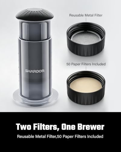 SHARDOR Manual Coffee Press, Dual Filter Portable Coffee Maker, 10 oz - Image 4