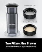 SHARDOR Manual Coffee Press, Dual Filter Portable Coffee Maker, 10 oz - Image 4