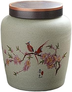 HEXEH Tea Tins Handmade Rough Pottery Loose Leaf Tea Storage Jar Ceramic Large Sealed Jar for Coffee Tea Sugar Tea Storage Container (Color : A) by Unknown