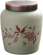 HEXEH Tea Tins Handmade Rough Pottery Loose Leaf Tea Storage Jar Ceramic Large Sealed Jar for Coffee Tea Sugar Tea Storage Container (Color : A) by Unknown