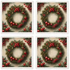 CafePress Very Berry Wreath Tumbled Stone - Set of 4 Coasters Set of 4 w/holder - Image 4