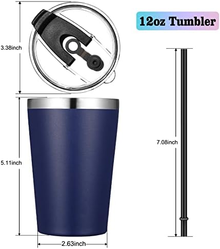 VEGOND 12oz Tumbler Stainless Steel Tumbler bulk Vacuum Insulated Double Wall Travel Tumbler with Lid and Straw Reusable Tumbler, Navy blue 6 Pack - Image 4