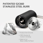 TIMEMORE C3S Pro Manual Coffee Grinder with Stainless Steel Conical Burr, All-Metal Body, Adjustable Setting for Espresso/Pour Over/French Press, Capacity 25g, Compact Foldable Hand Grinder, Black - Image 4