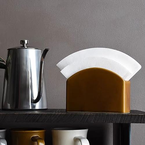 Coffee Filter Holder Cone Coffee Filter Holder, Ceramic Coffee Filter Storage Box Container for V60, Flat Bottom Coffee Filter Paper, for Home Office Cafe Countertop Decor Coffee Filter Paper Dispense - Image 3