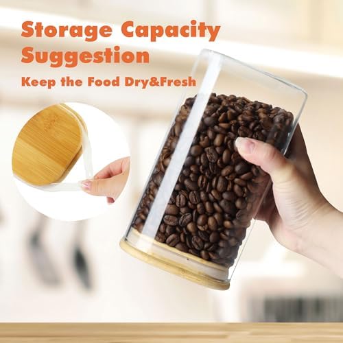 Glass Storage Containers with Airtight Bamboo Lids Set of 4,Pantry Food Storage Container,Perfect for Kitchen Organization-Flour, Rice, Pasta, Sugar, Coffee Beans, Accessories Included (4 packs(50oz)) - Image 7