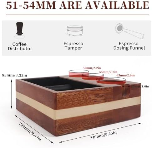 Kmise Natural Walnut Espresso Accessories Organizer Box Fits Espresso Distributor,Tamping Station Base,Tamper Holder-1.5L Coffee Grounds Box (51/54MM) - Image 6