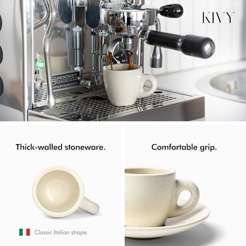 KIVY Espresso Cups Set 4x 3oz - Thick Walled Stoneware - Dishwasher Safe - Image 2
