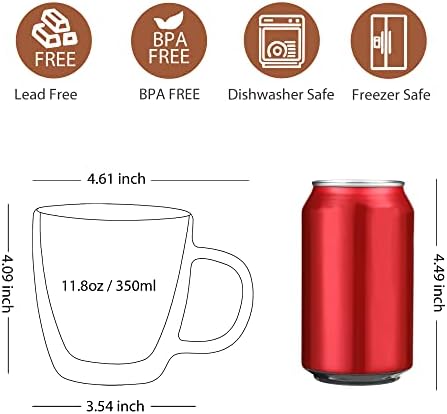 CNGLASS 17oz Double Wall Glass Coffee Mugs and 12oz Double Wall Glass Coffee Mugs - Image 3