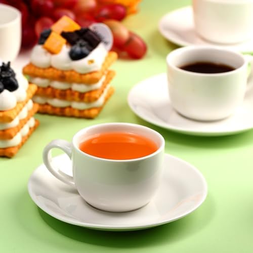 Maxdot 12 Set 2.7 OZ Porcelain Espresso Cups and Saucers White - Image 4