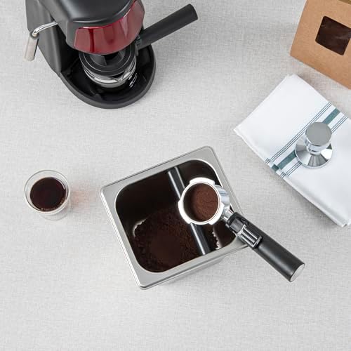 Restaurantware Espresso Knock Box - 1 Case - 6" Inch Deep Stainless Steel Basin Coffee Ground Bin - Removable Knock Bar With Non-Slip Base, Silver Coffee Puck Container For Home Barista Use - Image 6