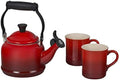 Le Creuset Demi Kettle (1.25 qt.) and 2 Mugs (14 oz. each), Cerise/Black by Unknown