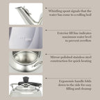 Martha Stewart Kingstree Large 2 Qt Stainless Steel Tea Kettle – Heavy Gauge Durable Whistling Tea Kettle for Stove Top, Easy Pour, Classic Design - Image 4