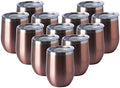 HASLE OUTFITTERS 12oz Wine Tumbler with Lid Stemless Wine Glasses Double Wall Vacuum Travel Mugs stainless steel Coffee Cup for Cold & Hot Drinks Wine Coffee Cocktails Beer 12 Pack Rose Gold by HASLEOUTFITTERS