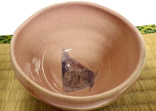 Hand-made Japanese Mino Ware Ceramic Matcha bowl Engraved with Lines Pattern 4.45 Inches Diameter Tea Cup for Tea Ceremony from Japan (Pink) - Image 5