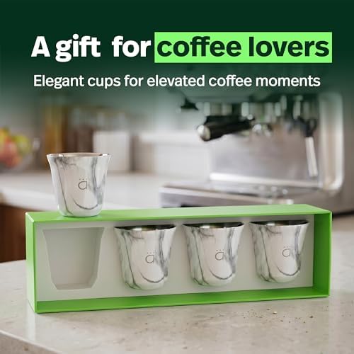 Kalmateh Heat Resistant Espresso Cups Set of 4 – Double Wall Insulated Stainless Steel Espresso Cup Set – Unbreakable 2.7oz / 80ml Demitasse Coffee Cups - Image 6