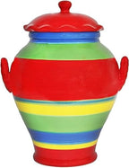 ACK Tuscany Colorful Hand Painted Rainbow Cookie Jar, Ceramic Cookie Jar with Lid and and Rubber Seal, Food Storage Jar, Kitchen Décor, Snack Storage Container for Cookie,Candy by ACKTradingCo