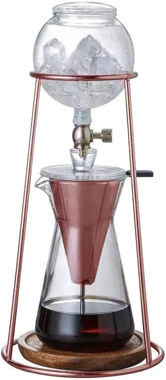 Nispira Modern Iced Coffee Cold Brew Coffee Maker Slow Drip Coffee Machine Stainless Steal Copper Color 400mL Borosilicate Glass - Image 2