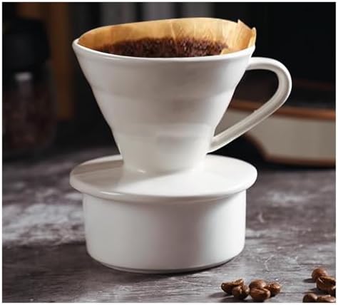 Ceramic Coffee Dripper Engine Brewing Filter Cup Pour Over Maker V Shape Drip Set(Black) - Image 3