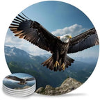 Eagle Drink Coasters Set of 4, Absorbent Round Ceramic Coasters for Desk, Forest Mountains Range Sky Animal Natural Landscape Cup Mats for Home Kitchen Office Party Coffee Table Decoration Supplies by Unknown