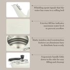 Martha Stewart Kingstree Large 2 Qt Heavy Gauge Stainless Steel Tea Kettle - Linen White Exterior - Image 4
