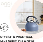 OGGI Tea Kettle for Stove Top - 64oz / 1.9lt, Stainless Steel with Loud Whistle, Ideal Hot Water Kettle and Water Boiler - Blue - Image 4