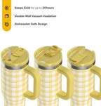 RTIC 30oz Road Trip Tumbler, Insulated, Ceramic Lined, Sunlight Gingham - Image 2