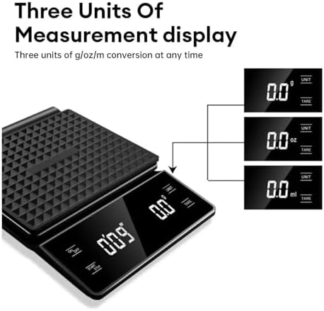 3kg/0.1g Coffee Scale with Timer, Digital Multifunction Weighing Scale for Pour Over, Drip, and Espresso – Kitchen Tool(A) - Image 5