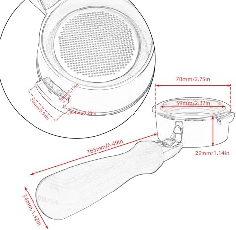 DIBTSA 58mm Bottomless Portafilter Compatible with Breville Dual Boiler BES920CBXL BES920BSXL BES920XL BES900XL, 304 Stainless Steel Reusable Filter Basket, Wood Handle, Espresso Machine Parts - Image 2