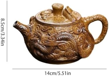Tea Kettle Creative Chinese Hand-Carved Dragon Teapot Tea Art Retro Tea Maker Ceramic Tea Infuser - Image 2