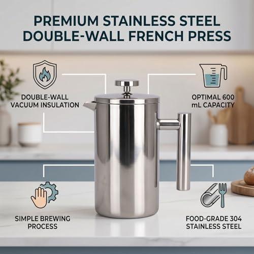 Insulated French Press Coffee Maker for Home, Office, 600ML - Image 5