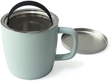 FORLIFE Dew Satin Finish Brew-In-Mug with Basket Infuser & Stainless Lid 11 oz. (Minty Aqua) - Image 5