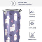 Cute Sheeps Hearts Insulated Tumbler Coffee Mug Double Wall Vacuum Travel Mug with Straw and Lid Stainless Steel 20 oz - Image 4