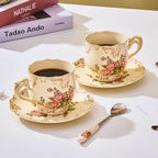 Tea Cups and Saucers Set of 2, 8 Oz (Pink Rose) - Image 4