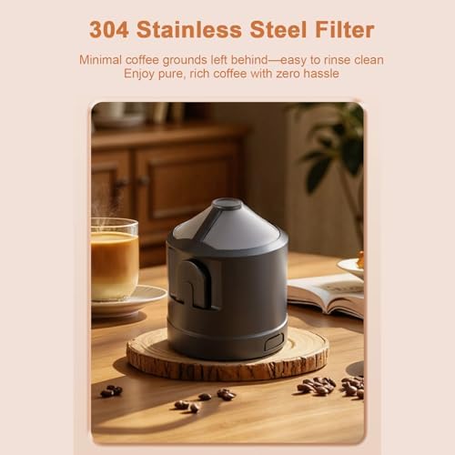 Electric Coffee Grinder and Brewing Combo Portable Coffee Maker Wireless Handbrewed Machine Rechargeable Battery Stainless Steel Cup 350ml Capacity (2566 English Version) - Image 5