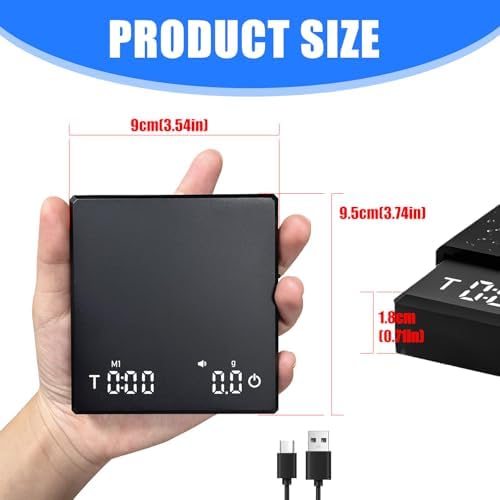 Rechargeable Small Coffee Scale with Timers Portable Digital Kitchen High Precisions 5 Modes Drip Espresso with Automatic Timing - Image 3