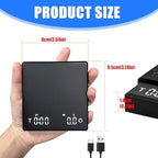 Rechargeable Small Coffee Scale with Timers Portable Digital Kitchen High Precisions 5 Modes Drip Espresso with Automatic Timing - Image 3
