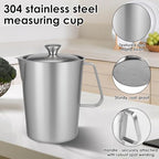 1 Pcs 2L/70 oz Large Stainless Steel Pitcher with Lid, Metal Measuring Cup with Handle & Scales, Wide Mouth Graduated Beakers, Milk Frothing Jug Metal Pitcher for Coffee Latte Art, Hot/Cold Water - Image 3