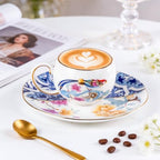 KAMMAK Tea Cups and Saucers Set of 2, Fine Bone China Coffee Cups, GH015 - Image 4