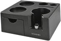 Espresso Tamping Station - 7 in 1 Espresso Coffee Organizer Box Fits for Storage 51/54/58MM Espresso Tamper, Distributor, Portafilter and Puck Screen Accessories, Plastic Tamp Station, Black by VOURMIO