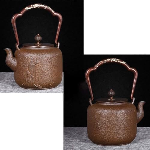 Cast Iron Tetsubin Teapot Cast Iron Tea Kettle for Loose Leaf Tea, Japanese Small Vintage Heat Resistant Tea Maker for Party Office Home-1.3 L/107 - Image 2