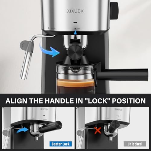 XIXUBX Espresso Machine, 6 Bar Compact with Milk Frother, Stainless Steel - Image 7