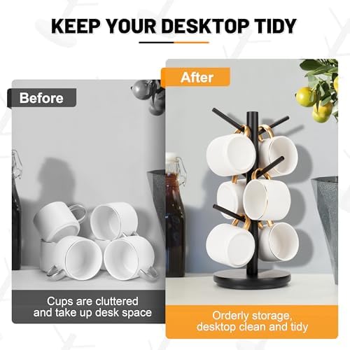 MyLifeUNIT Mug Holder Tree, 360° Rotated Coffee Cup Holder with 6 Hooks, 2 Pack Coffee Mug Holder for Counter (Black) Bundle - Image 6